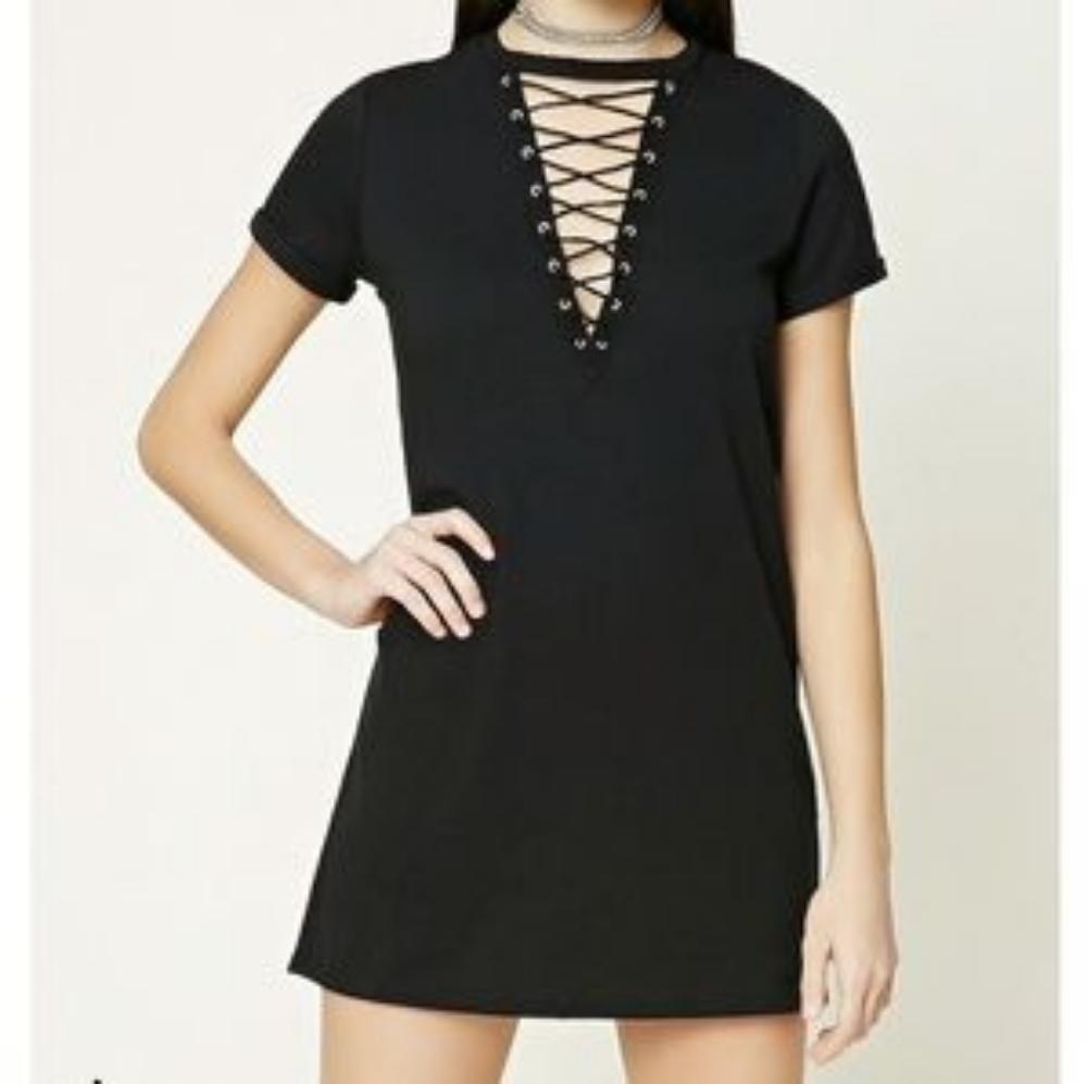 Lace up t-shirt dress